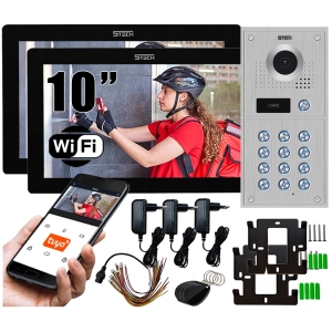 Wideodomofon WIFI 5tech 2 Monitory 10" Stacja 84222 Android iOS Czytnik Kart Kąt 170°