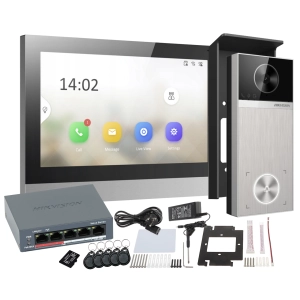 Wideodomofon Hikvision zestaw IP DS-KIS613-S Kamera 2K 4Mpx WiFi Czytnik Breloków Mifare