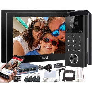 Wideodomofon IP HiLook by Hikvision zestaw IP-VIS-PRO-K/2-Monitors Kamera 2K 4Mpx WiFi Szyfrator Czytnik Breloków Mifare