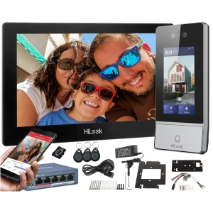 Wideodomofon IP HiLook by Hikvision zestaw IP-VIS-ULTRA Podówjna kamera 2x2 Mpx WiFi Szyfrator Czytnik Breloków Mifare