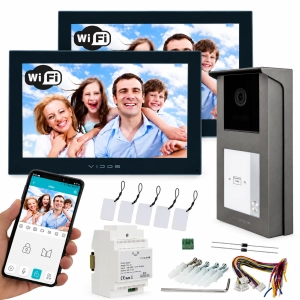 Wideodomofon Jednorodzinny Vidos 2IP na 2 Monitory 7" M205B-X Wifi + Stacja S201-1