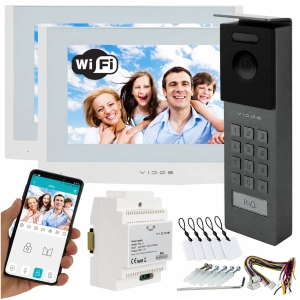 Wideodomofon 2IP 2 żyłowy Vidos z dwoma monitorami M200W-X + stacja S202 v2 Android Podczerwień MicroSD