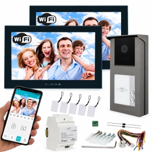 Wideodomofon Dwurodzinny Vidos 2IP na 2 Monitory 7" M205B-X Wifi + Stacja S201-2