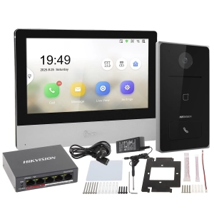 Wideodomofon zestaw IP DS-KH8350-WTE1 + DS-KV6133-WME1/SU Hikvision Czytnik Zbliżeniowy