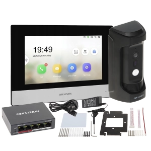 Wideodomofon Hikvision zestaw IP DS-KH6320-WTE1/EU + DS-KB8113-IME1(B) Kamera 2Mpx z regulowanym kątem widzenia