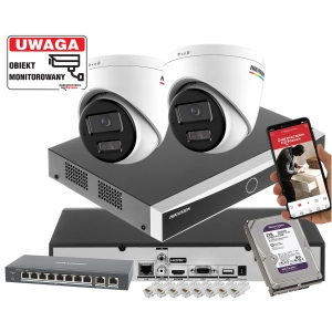 Mały zestaw 2 kamer IP Hikvision DS-2CD1367G3-LIU 6Mpx ColorVu, Smart Hybrid Light, Detekcja ruchu MD 3.0