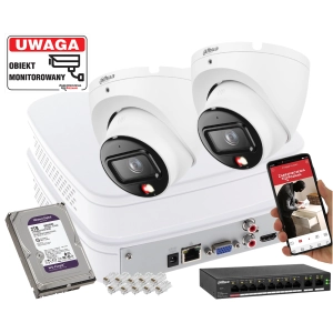 Mały zestaw monitoringu 2x kamera IP Dahua IPC-HDW1639T-A-IL-0280B-S6 6Mpx SMD człowiek + Smart Dual Light + Full-Color