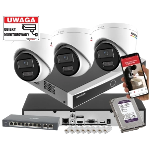 Zestaw 3 kamer IP Hikvision DS-2CD1367G3-LIU 6Mpx ColorVu, Smart Hybrid Light, Detekcja ruchu MD 3.0