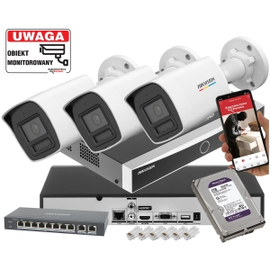 Zestaw 3 kamer Hikvision DS-2CD1067G3-LIU 6Mpx Smart Hybrid Light/ColorVu Detekcja Ruchu 3.0