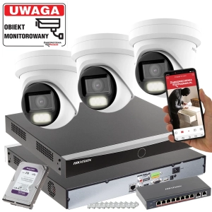 3 kamery zestaw Hikvision DS-2CD2H43G2-LIZS2U(2.8-12mm) 4MPX MotoZoom Smart Hybrid Light Acusense