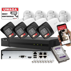 Zestaw 4 kamer zewnętrznych IP do Domu Hikvision HiLook IPCAM-B4-30DL 4Mpx z możliwością pracy w 3 trybach doświetlenia