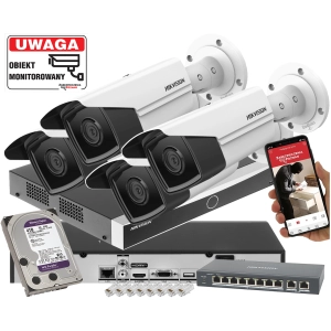 Zestaw 4 kamer IP DS-2CD2545FWD-I Hikvision 4 Mpx IR10