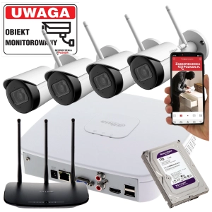 Monitoring domu 4 kamery WiFi 4MPx IPC-HFW1430DS-SAW-0280B Detekcja ruchu Mikrofon Aplikacja