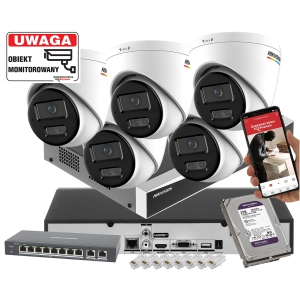 Monitoring Domu 5x kopułowa kamera IP Hikvision DS-2CD1367G3-LIU 6Mpx ColorVu, Smart Hybrid Light, Detekcja ruchu MD 3.0