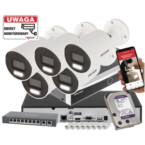 Zestaw 5 kamer IP HIKVISION DS-2CD2083G2-LI2U 8Mpx Pełna Analityka Acusense Smart Hybrid Light