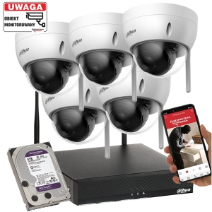 Zestaw 5 kamer WiFi do biura Dahua IPC-HDBW1430DE-SW-0280B 4MPx Detekcja ruchu MicroSD Aplikacja 4TB
