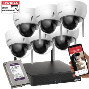 Zestaw 6 kamer WiFi do biura Dahua IPC-HDBW1430DE-SW-0280B 4MPx Detekcja ruchu MicroSD Aplikacja 2TB