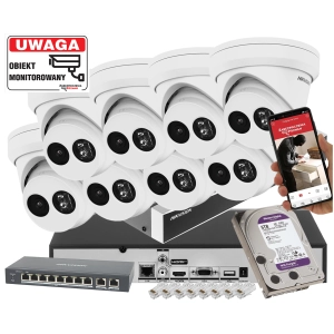 Inteligentny monitoring na 8 kamer IP Hikvision DS-2CD2343G2-IU 4Mpx AcuSense IR30m Mikrofon