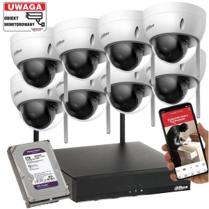 Zestaw 8 kamer WiFi do biura Dahua IPC-HDBW1430DE-SW-0280B 4MPx Detekcja ruchu MicroSD Aplikacja