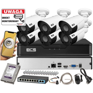 Zestaw monitoringu firmy na 6 kamer IP BCS-P-TIP14FSR5(2) POINT 4MPx NOC 50m Mikrofon