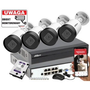 Zestaw do monitoringu 4 kamery IP Dahua IPC-HFW1530S-0280B-S6 5Mpx POE
