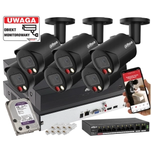 Zestaw kamer IP Dahua 6x IPC-HFW2849S-S-IL-0280B-Black 8MPx Wykrywanie dźwięku, Podwójny oświetlacz, Analityka
