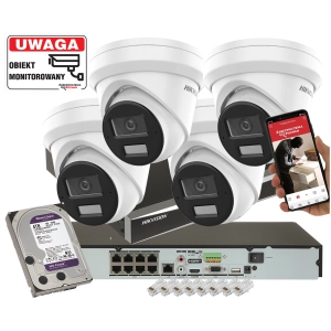 Zestaw kamer IP Hikvision do Domu 4x DS-2CD2343G2-LI2U 4Mpx ColorVu AcuSense Smart Hybrid Light 2-Mikrofony