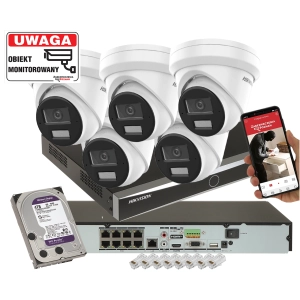 Zestaw kamer IP Hikvision do Domu 5x DS-2CD2363G2-LI2U 6Mpx  AcuSense Smart Hybrid Light 2-Mikrofony