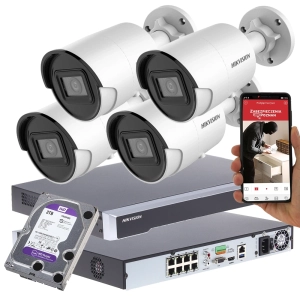 Zestaw do monitoringu IP Hikvision 4 kamery Acusense 4Mpx PoE