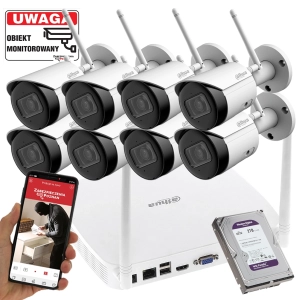 Monitoring firmy 8 kamer WiFi Dahua IPC-HFW1430DS-SAW-0280B 4MPx Detekcja ruchu Mikrofon Aplikacja