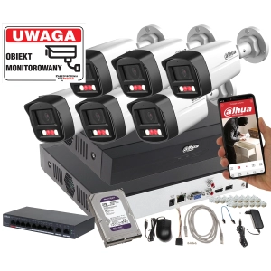 Monitoring do domu 6 kamer IP Dahua IPC-HFW1439TL1-A-IL 4Mpx Smart Dual Light Mikrofon