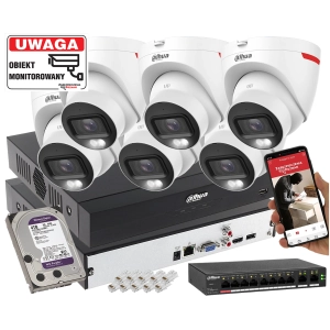 System monitoringu IP Dahua 6x kamera IPC-HDW2849T-S-LED-0280B-PRO 8MPx WizSense WizColor SMD PLUS Mikrofon