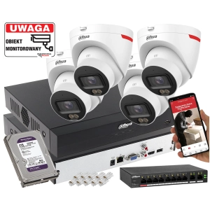 Zestaw monitoringu Domu IP Dahua 4x IPC-HDW2849T-S-LED-0280B-PRO 8MPx WizSense WizColor SMD PLUS Mikrofon