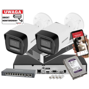 Zestaw monitoringu IP Hikvision 2x DS-2CD1083G2-LIUF/SL 8Mpx Dualny Oświetlacz LED + IR detekcja 2.0 Live Guard