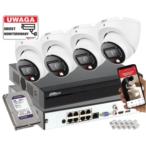 System monitoringu Domu 4 kamera IP 8MPx Dahua IPC-HDW1839T-A-IL-0280B-S6 SMD człowiek + Smart Dual Light + Full-Color