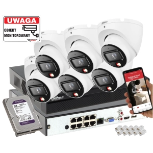Zestaw 6 kamer IP 8MPx Dahua IPC-HDW1839T-A-IL-0280B-S6 SMD człowiek + Smart Dual Light + Full-Color