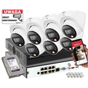 System monitoringu 7x kamera IP 8MPx Dahua IPC-HDW1839T-A-IL-0280B-S6 SMD człowiek + Smart Dual Light + Full-Color
