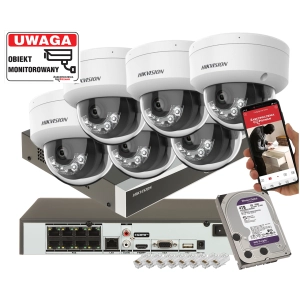 Zestaw monitoringu ogrodu 6x kamera IP Hikvision DS-2CD1183G2-LIUF 8Mpx Smart Hybrid Light + detekcja ruchu 2.0 (MD 2.0)