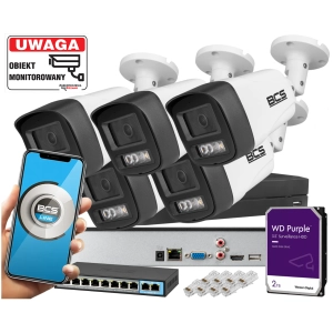 Zestaw 5 kamer do monitoringu zewnętrznego BCS-L-TIP14FSR3L3 4MPx Dualny oświetlacz LED + IR Skylight,  Aplikacja Mikrofon PoE