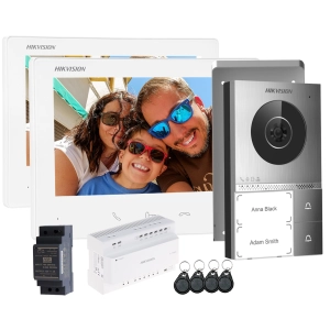 Zestaw wideodomofonowy DS-KIS705EY-2 Hikvision 2-Lokatorski z Dwoma Monitorami - 2 żyłowy na Furtkę i Bramę