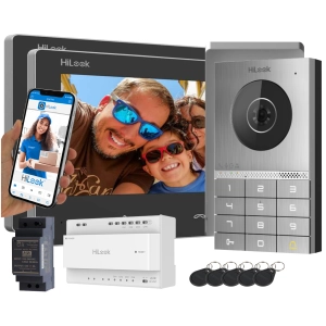 Zestaw wideodomofonowy HD-VIS-02-K-2LCD HiLook by Hikvision - 2 żyłowy Czytnik, szyfrator, Aplikacja na Furtkę i Bramę
