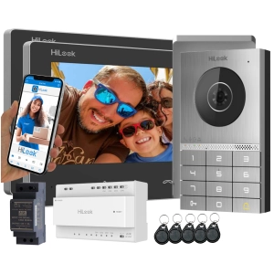 Zestaw wideodomofonowy HD-VIS-02-K-2LCD HiLook by Hikvision - 2 żyłowy Czytnik, szyfrator, Aplikacja na Furtkę i Bramę