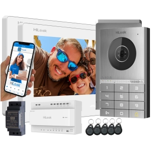 Zestaw wideodomofonowy HD-VIS-02-K-W-2LCD HiLook by Hikvision - 2 żyłowy Czytnik, szyfrator, Aplikacja na Furtkę i Bramę