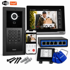 Wideodomofon IP Greon GR-IS2IPS + GR-OS10KG-P Podtynkowy Android 10 WiFi Tuya RFID