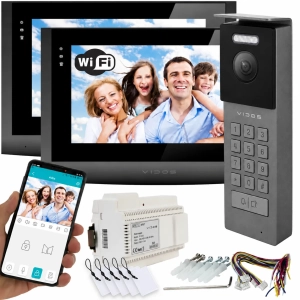 Wideodomofon 2IP 2 żyłowy Vidos z dwoma monitorami M200B-X + stacja S202v2 Android Podczerwień MicroSD