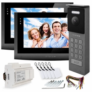Wideodomofon 2 żyłowy Vidos IP2 Stacja S202v2 + 2 Monitory M200B KOD Czytnik MicroSD