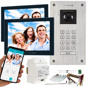 Wideodomofon 2 żyłowy Vidos 2IP na 2 monitory M205B-X + S204 Android Podczerwień MicroSD