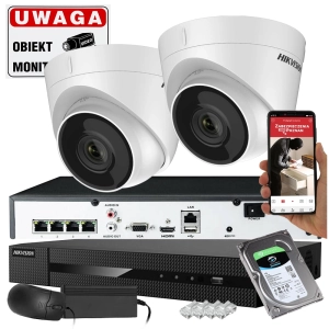 Zestaw monitoringu domu 2 kamery IP Hikvision IPCAM-T4 4Mpx PoE
