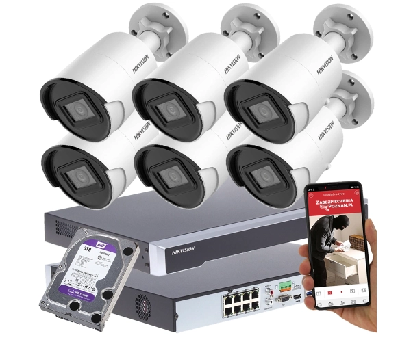 Monitoring Hikvision 2 kamery 8MPx / 4 kamery 4MPx Acusense PoE