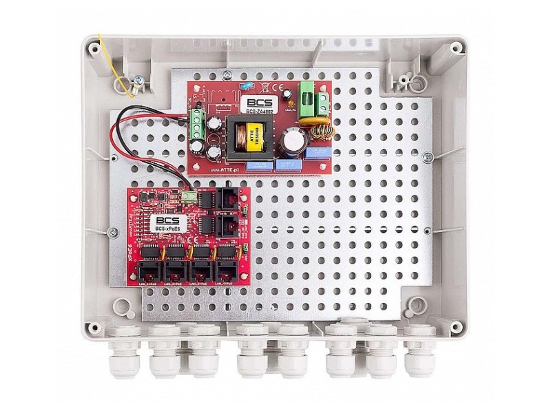 Zestaw zasilania dla 4 kamer IP ze switchem PoE w obudowie zewnętrznej BCS-IP4/Z/E-S